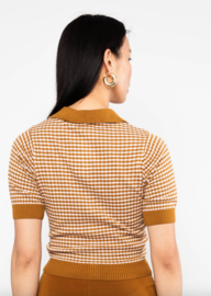 Blutsgeschwister Knitted Top-Petite Poloette-Mixed dots Rose Brown