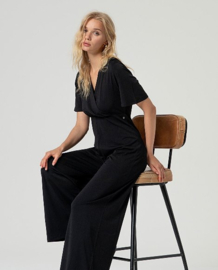 Surkana  Cross Neck Jumpsuit-Black  516HIRO811