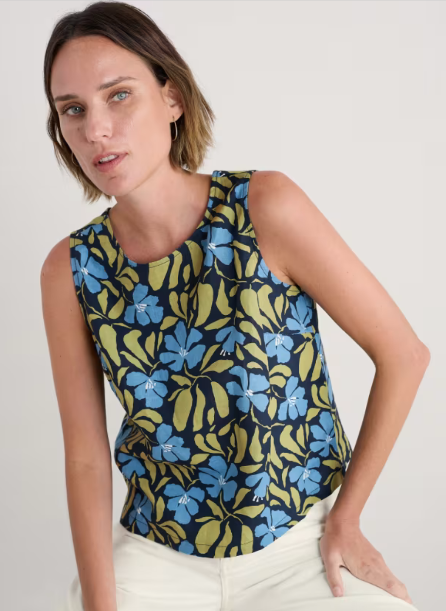 Seasalt-Colour Study Top-Leafy Floral Maritime