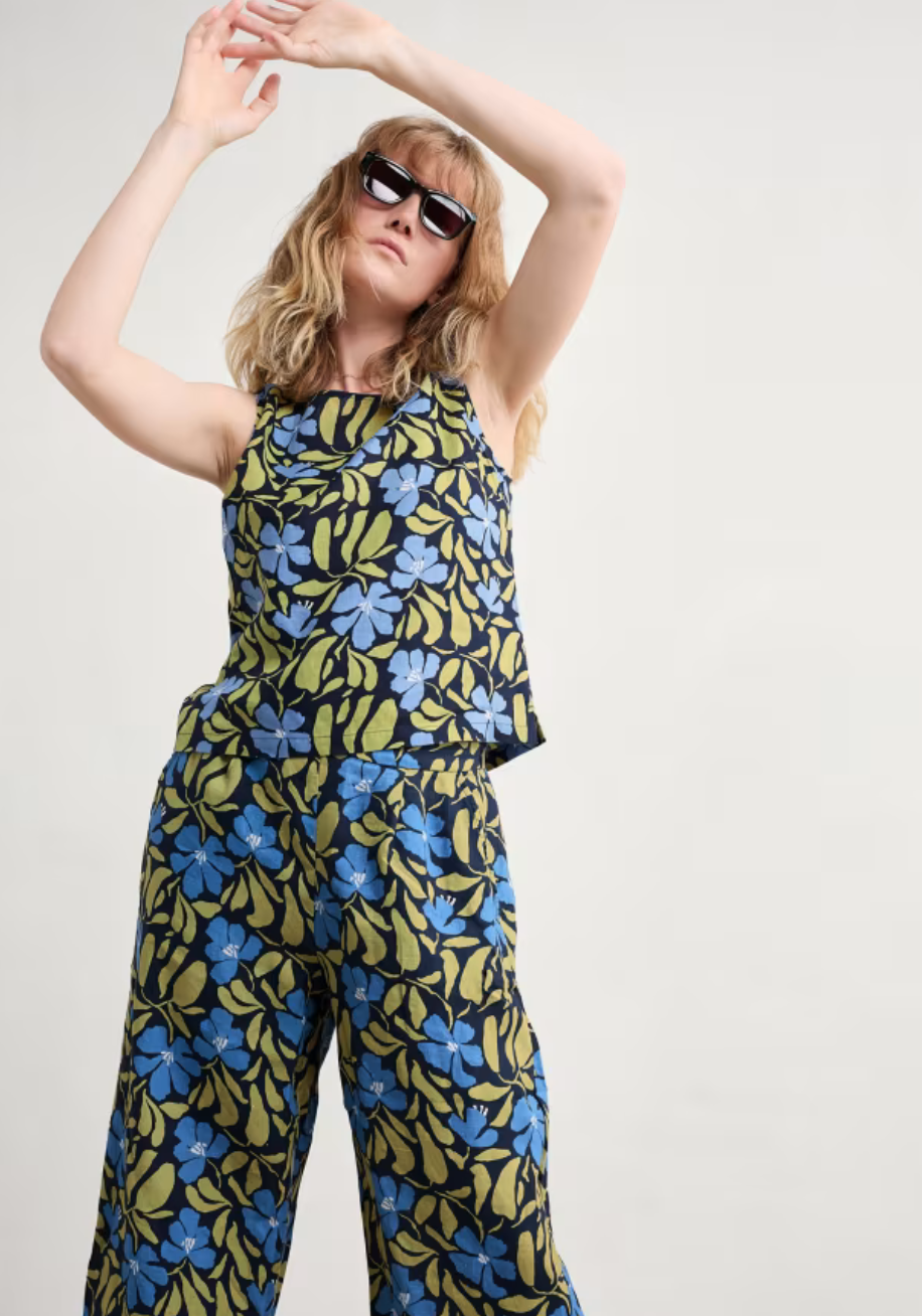 Seasalt-Colour Study Top-Leafy Floral Maritime