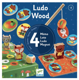 Djeco - Ludo Wood - 4 spellen Memo/loto/ludo/magnet c DJ01628