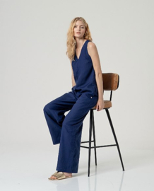Surkana Wide Strap Jumpsuit With V-Neck-Blue  526NAPE827