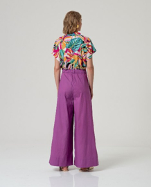 Surkana  Wide Leg Pants With Yoke-Purple  526BAKU523