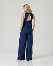 Surkana Wide Strap Jumpsuit With V-Neck-Blue  526NAPE827