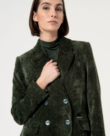 Surkana Velvet Double Crossover Long Coat Green 564RITE421