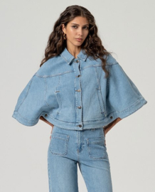 Surkana  Cape Style Cropped Jacket Blue  516INVA321