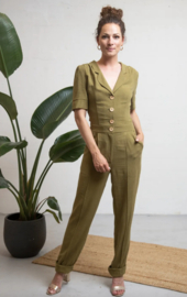 Very Cherry - Classic Jumpsuit Olive Linnen