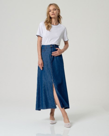 Surkana  Maxi Skirt With Slit-Blue 516INCA624