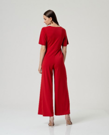 Surkana  Cross Neck Jumpsuit-Red  516HIRO811