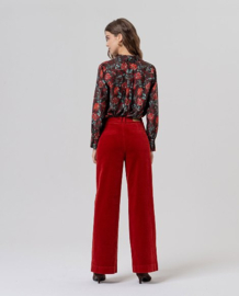 Surkana  Wide Leg Trousers with Patch Pockets-English Red 556TASS523