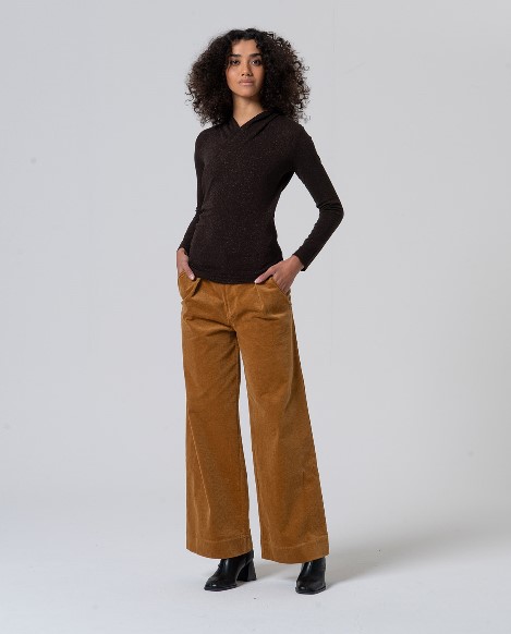 Surkana Crossover-Neck T-shirt  Chocolate 565IRLU014
