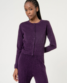 Surkana Short Fitted Cardigan with Roundneck Purple 554NEXU335