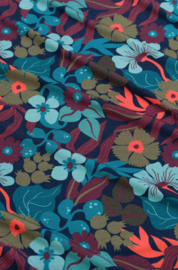 LaLamour-Brooklyn Trousers Slow Bloomer- Navy Peony