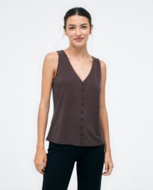 Surkana V-Neck Top With buttons Brown 523TALE012