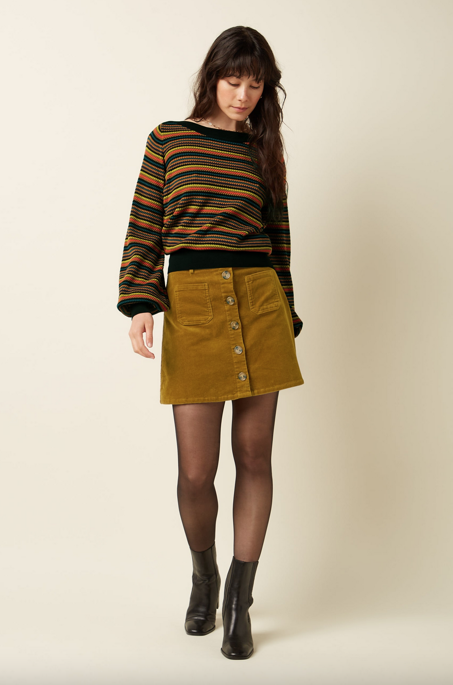 King Louie Garbo Skirt Corduroy-Golden Brown