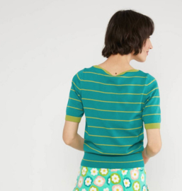 Blutsgeschwister Top Pretty Preppy Green Jade Ribbons Stripes