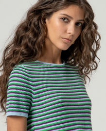 Surkana  Striped Short Sleeve Sweater-Sky Blue 516HIDO232