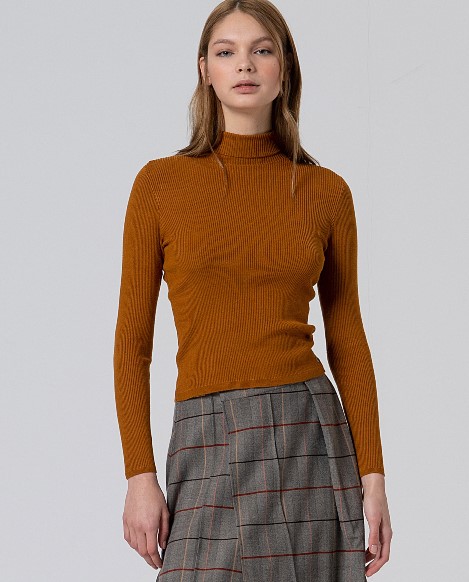 Surkana Ribbed Turtleneck Sweater Ocre 555LIZA239