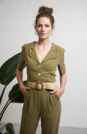 Very Cherry - Classic Jumpsuit Olive Linnen