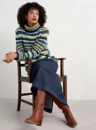 Seasalt Braque Jumper - Concertina Dark Citron multi