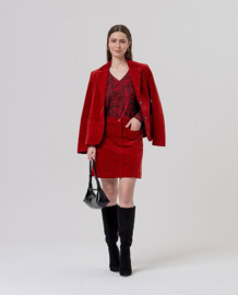 Surkana  Mini Skirt with Patch Pockets-English Red 556TASS627