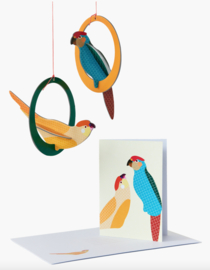 Studio Roof Pop Out Card - Parakeets