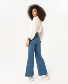 Surkana Wide woven tweed Trousers Blue 514ESJE521