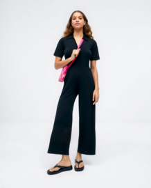 Surkana Long shirt Style Jumpsuit with pockets- Black 513BASO811