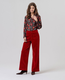 Surkana  Wide Leg Trousers with Patch Pockets-English Red 556TASS523