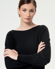 Surkana Boatneck jumper Batwing sleeves- Black 554NEVI235