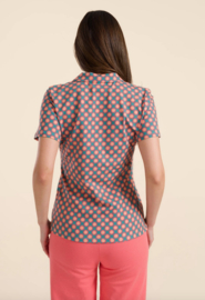 LaLamour-Lena blouse Short Sleeve- Vintage Coral Flower