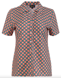 LaLamour-Lena blouse Short Sleeve- Vintage Coral Flower