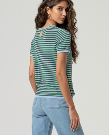 Surkana  Striped Short Sleeve Sweater-Sky Blue 516HIDO232
