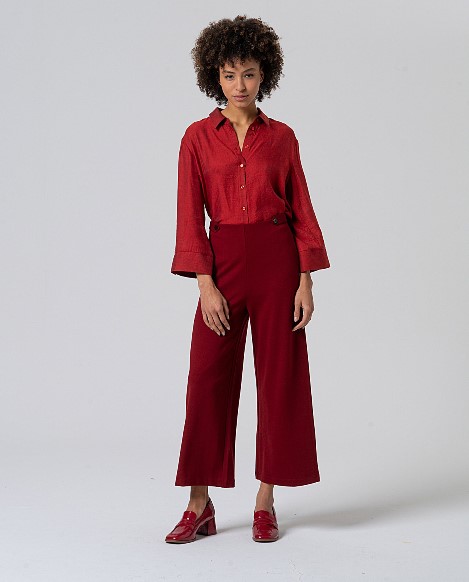 Surkana  Wide Pants With Waist Buttons-Red 565LISA512