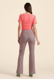 LaLamour-Lieke Flared Pants- Vintage Coral Flower