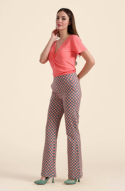 LaLamour-Lieke Flared Pants- Vintage Coral Flower