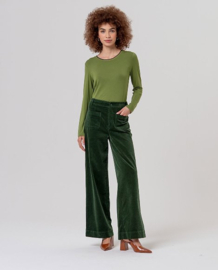 Surkana  Wide Leg Trousers with Patch Pockets-Khaki 556TASS523