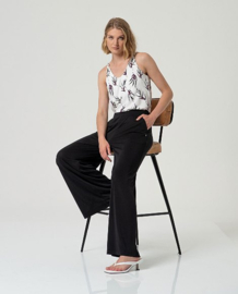 Surkana Wide Leg Pants-Black  526BAMO018