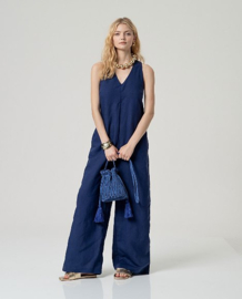 Surkana Wide Strap Jumpsuit With V-Neck-Blue  526NAPE827