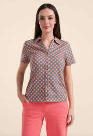 LaLamour-Lena blouse Short Sleeve- Vintage Coral Flower