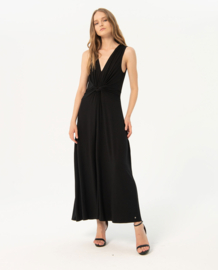Surkana Long dress With Gathered Knot in Front Black 524ESVI711