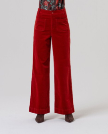 Surkana  Wide Leg Trousers with Patch Pockets-English Red 556TASS523