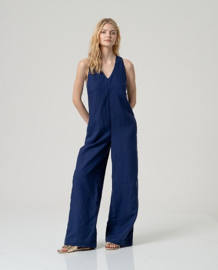 Surkana Wide Strap Jumpsuit With V-Neck-Blue  526NAPE827