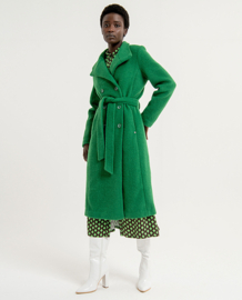 Surkana Belted Coat With Printed Lining Green 563WAXX423