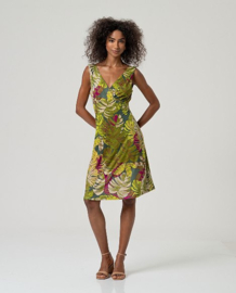 Surkana  Sleeveless Cross-Over Neck Dress-Green  526MILE716