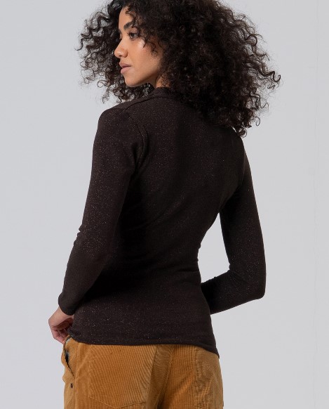 Surkana Crossover-Neck T-shirt  Chocolate 565IRLU014