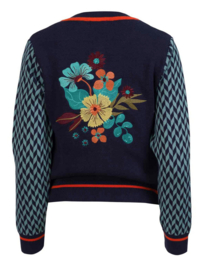 LaLamour-Knitwear Cardigan Slow Bloomer-Navy Peony