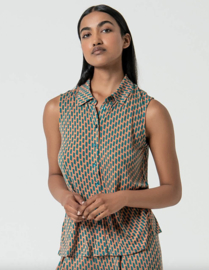 Surkana Sleeveless Shirt-Turquoise 525RYON113