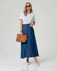 Surkana  Maxi Skirt With Slit-Blue 516INCA624