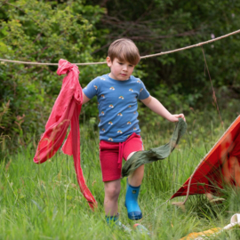 Little Green Radicals-  Red Rainbow Comfy Jogger Shorts